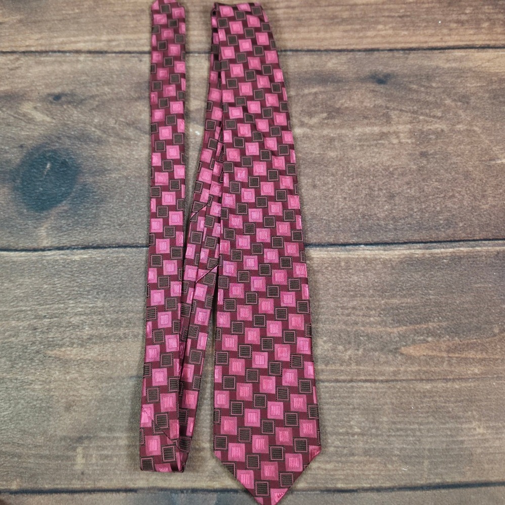 Robert Talbott Necktie Mens OS Burgundy Good Geometric Silk Beecroft & Bull